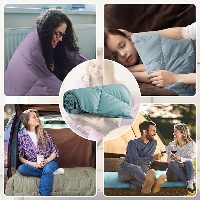 Down Throw Blankets for Couch 50x70 Down Blanket for Indoor and Outdoor Throw Blanket use Soft Lightweight Throw Blanket Turquoise