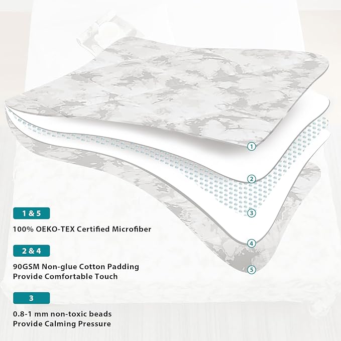 L'AGRATY Weighted Blanket - 48"x72" 20lbs Cooling Breathable Heavy Blanket with Glass Beads for Adult All-Season