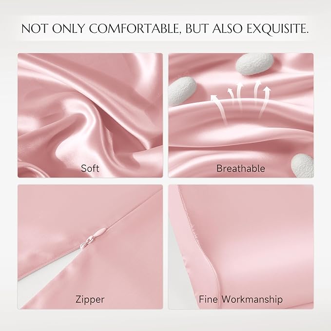 THXSILK 19 Momme 100% Mulberry Silk Pillowcase for Contour Memory Foam Pillow, Contour Pillow Case Cover, Cervical Pillow Case, Pack of 1(Charming Pink, 21"x14.5"x4.9"/4.2")