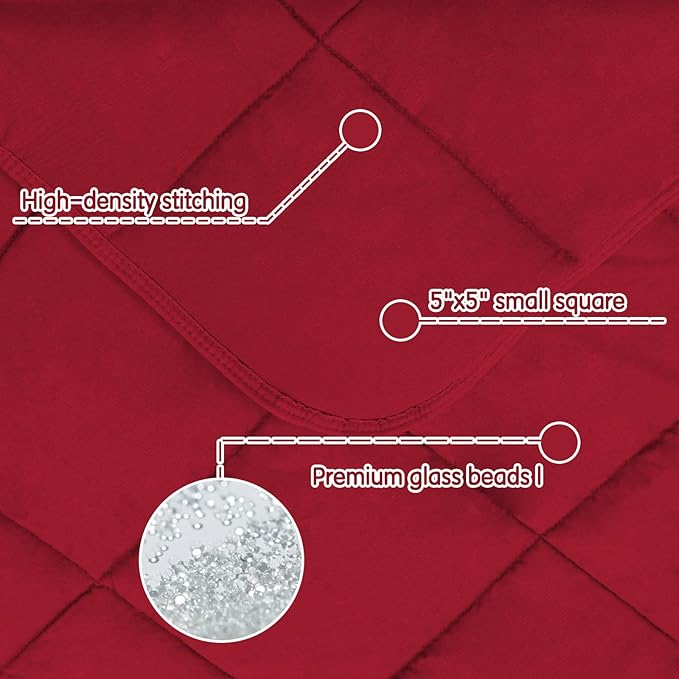 yescool Weighted Blanket (7 lbs, 41" x 60", Red) Cooling Heavy Blanket for Sleeping Perfect for 60-90 lbs, Breathable Blanket with Premium Glass Bead, Machine Washable