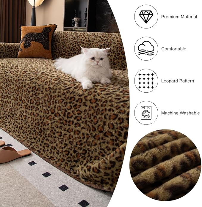 AMWAN Yellowish Green Casual Cozy Faux Fur Couch Cover,Aesthetic Sofa Cover for Love Seat,3 Cushions Couch Sofa,Multifunctional 1 Piece Shaggy Couch Cover Bed Throws, Machine Washable 71"x134"