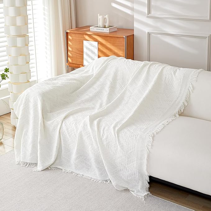 AIVIA Armless Loveseat Cover Sheet Blanket, Anti Slip Throw Cushion Covers for 2 Seater Armless Couches, Love-Seat Furniture Decor Slipcovers Protector for Dogs Cats (71” x 91” White)