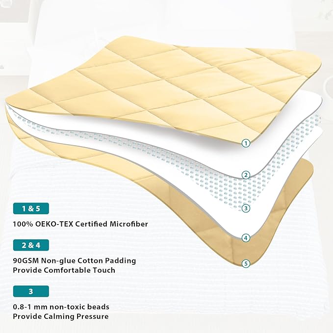 L'AGRATY Weighted Blanket - 48"x72" 15lbs Cooling Breathable Heavy Blanket with Glass Beads for Adult All-Season