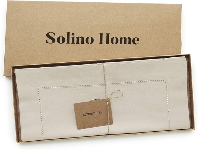 Solino Home Linen Hemstitch Table Runner 36 Inches - Cotton Linen Small Table Runner 14 x 36 Inch Ideal for Dresser and Coffee Tables - Summer, Fall, Autumn, Halloween