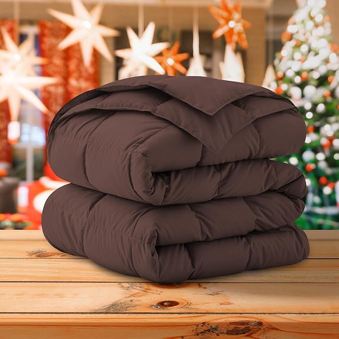 Soft Lightweight Down Blanket for Bed Sofa Couch Indoor and Outdoor Use, Warm and Fluffy Throw Blanket, Chocolate, King Size (108"X88")