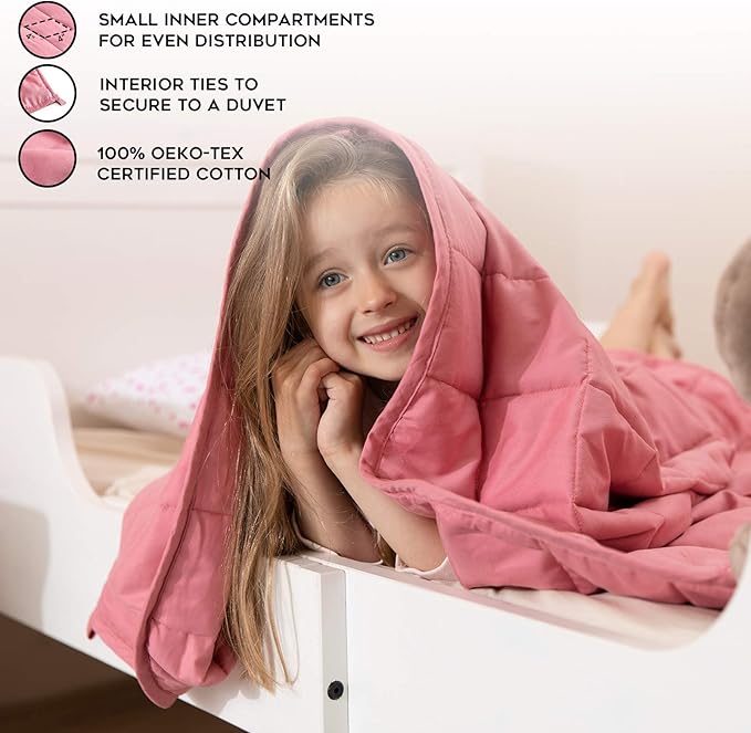 YnM Weighted Blanket — Heavy 100% Oeko-Tex Certified Cotton Material with Premium Glass Beads (Bradied Apricot, 41''x60'' 10lbs), Suit for One Person(~90lb) Use on Twin Bed