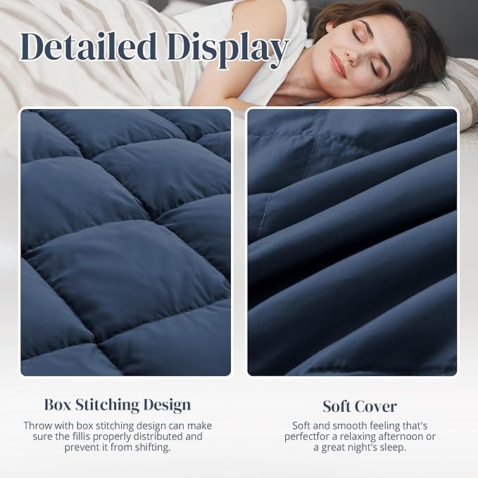 Down Throw Blankets for Couch 50x70 Down Blanket for Indoor and Outdoor Throw Blanket use Soft Lightweight Throw Blanket Navy