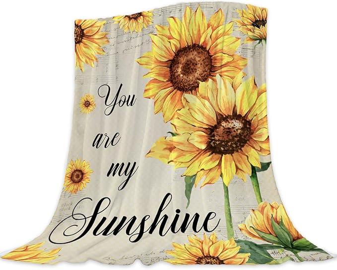 Neatee Living Sunflower Throw Blanket Spring Summer Floral Blanket for Couch Sofa Bed Soft Cozy Fuzzy Fleece Blankets Home Living Room Decoration Print Blanket Gift for Women Mom Girls 50x60