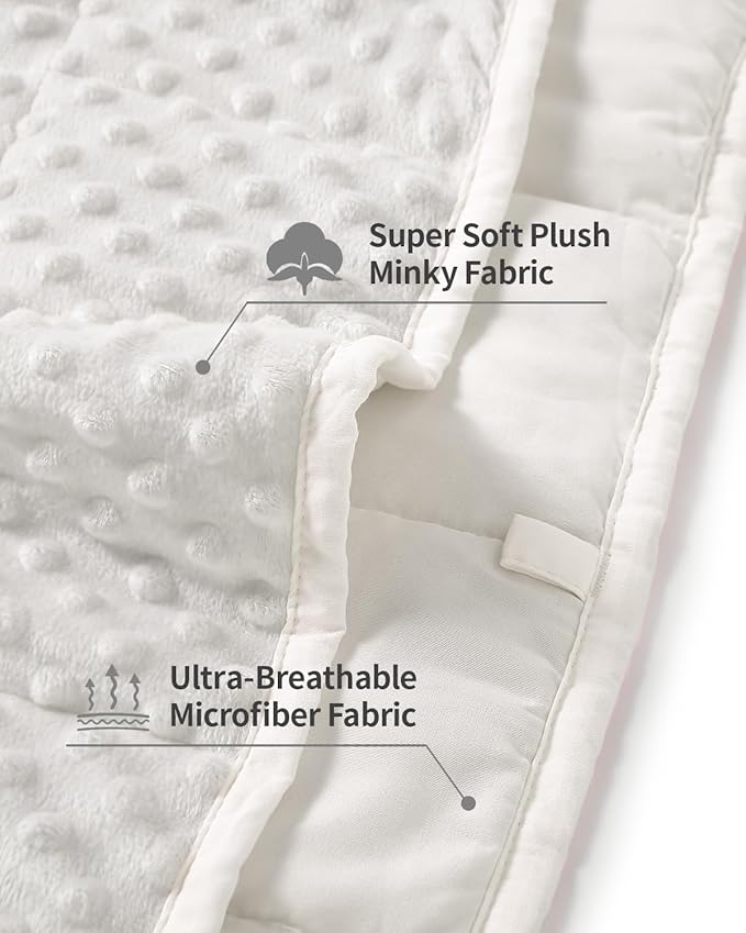 Mr. Sandman Weighted Blanket for Adults, Heavy Blanket for Woman,Man Sleeping/Calm, Soft and Cozy Weighted Throw Blankets, Machine Washable, 48 x 72in, 15 lbs, White