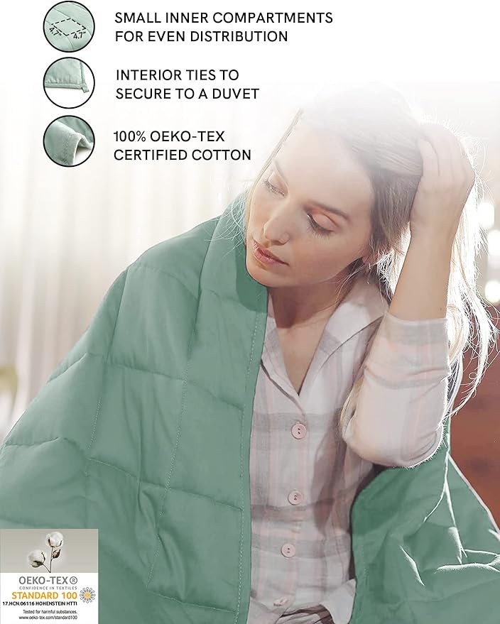 YnM Weighted Blanket,Heavy 100 Percent Oeko-Tex Certified Cotton Material, Bed Blanket for One Person of 190lbs, Ideal for Queen/King Bed (60x80 Inches, 20 Pounds, Sprout Green)