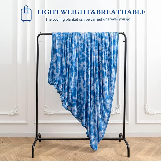 CHOSHOME Cooling Blanket Queen Size, Double Sided Cold Effect Arc-Chill Q-Max>0.5 Cooling Blankets for Hot Sleepers and Night Sweats, Lightweight Cold Breathable Summer Blanket, 90" x 90", Blue