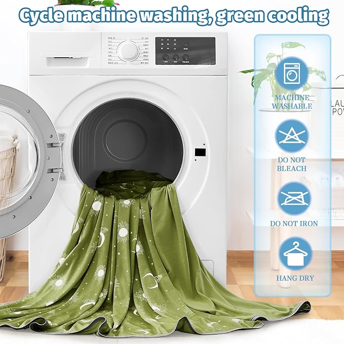 inhand Cooling Throw Blanket (50"x60") - Cooled Blankets for Hot Sleepers Lightweight Breathable Summer Blanket for Sleeping Night Sweats to Keep Cool in The Heat -Wild Fern Green