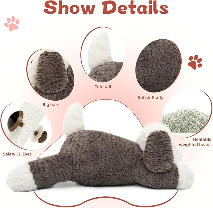 MaoGoLan 4lbs Weighted Dog Stuffed Animal for Anxiety Adults Kids Hugging Pillow, Microwavable Plush Stuffed Animal with Removable Heating/Cooling Pad, 24 inch