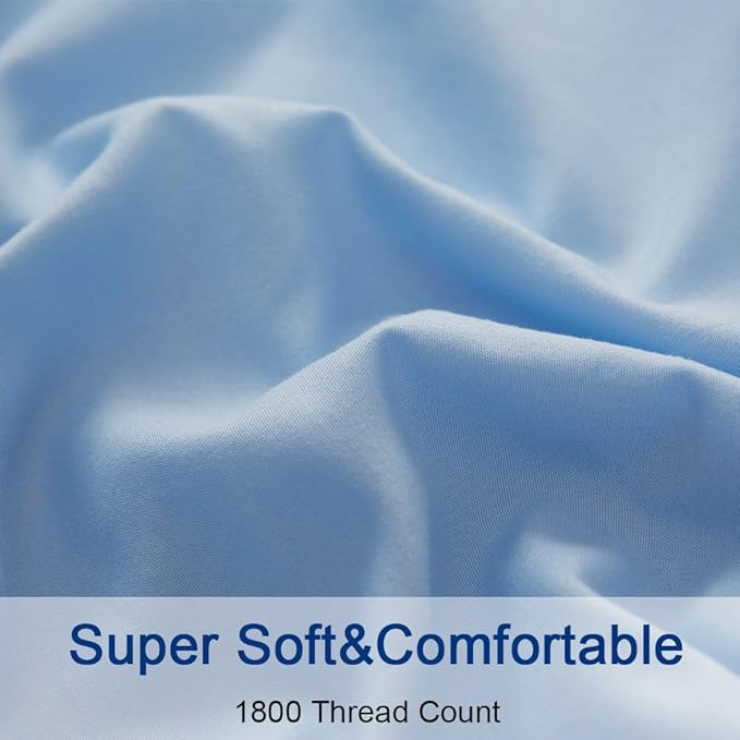 SONORO KATE Bed Sheet Set Super Soft Microfiber 1800 Thread Count Luxury Egyptian Sheets 18-Inch Deep Pocket Wrinkle and Hypoallergenic-4 Piece(Full Lake Blue)