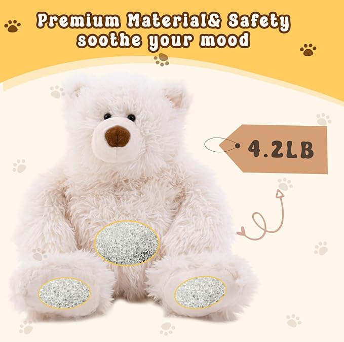 4.2 lbs Polar Bear Weighted Stuffed Animal 27in, Stuffed Bear Plush for Adult, Kids, Weight Polar Bear Plush Animal Pillow White Bear Gifts on Christmas, Birthday, Valentine's Day