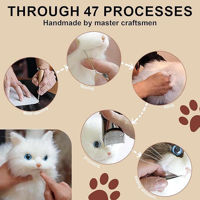 Chongker Stuffed Animals Handmade Realistic Cat Plush Toy Companion Pet for Elderly Adults Women Kids Cat Lover Surprise Gifts for Anniversary Birthday,Ragdoll Cat