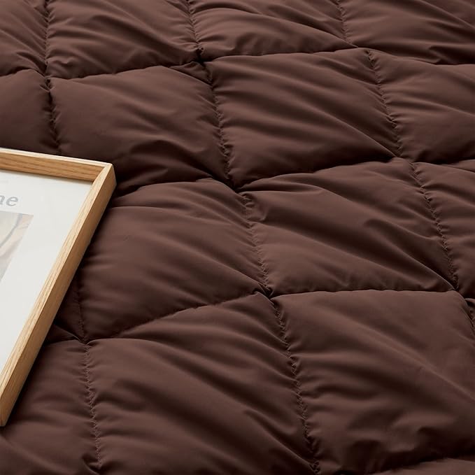 Soft Lightweight Down Blanket for Bed Sofa Couch Indoor and Outdoor Use, Warm and Fluffy Throw Blanket, Chocolate, King Size (108"X88")