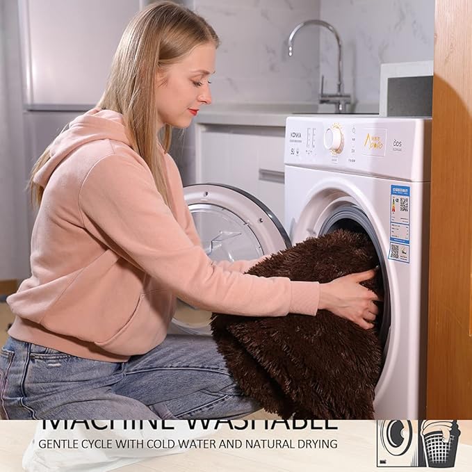 YUSOKI Long Faux Fur Throw Blanket for Sofa Couch,2 Layers,2.1lb,All Ages,Home Decoration, (Brown,50" x 60")