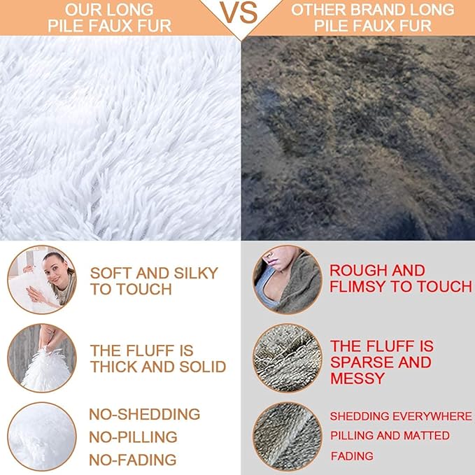 YUSOKI Twin Size Faux Fur Throw Blanket(White,60" x 80"),Whithout Pillows,Winter Lightweight Plush Fuzzy Soft Cozy Microfiber Comfy Bed Blanket for Women Kids Girls Couch Sofa Washable