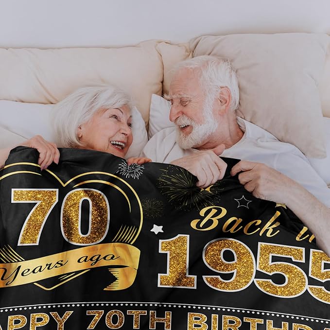70th Birthday Gifts for Women Or Men - 70th Birthday Gifts Throw Blanket 60 x 50 Inch - 70th Birthday Gift Ideas - Best Gifts for 70 Year Old Woman - 1952 Birthday Gifts for Women