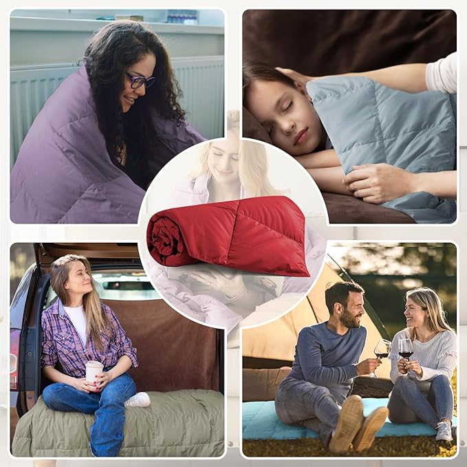Down Throw Blankets for Couch 50x70 Down Blanket for Indoor and Outdoor Throw Blanket use Soft Lightweight Throw Blanket Crimson