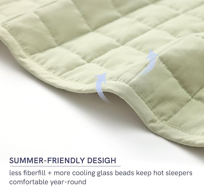 YnM Exclusive 20 lbs Weighted Blanket, Extra Heavy Cotton/Polyester Bed Blanket for Two Persons, Ideal for Queen or King Bed (88x104 Inches, 20 Pounds, Avocado/White Reversible)