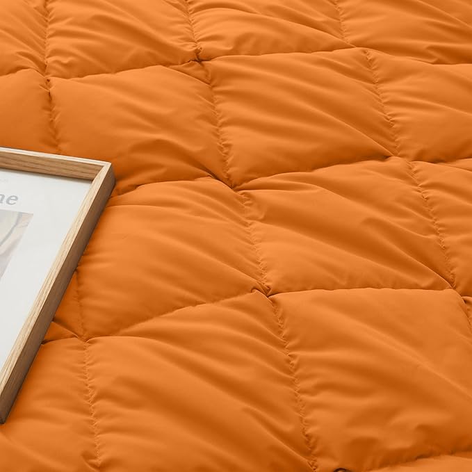 Soft Lightweight Down Blanket for Bed Sofa Couch Indoor and Outdoor Use, Warm and Fluffy Throw Blanket, Orange, King Size (108"X88")