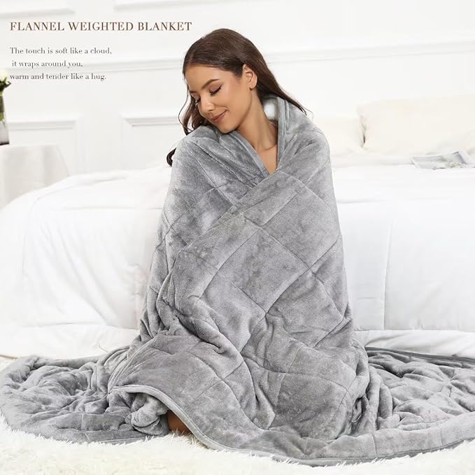 Alomidds Weighted Blanket for Adults, Twin Size 12lbs Weighted Blankets,Heavy Blanket with Shiny Soft Shiny Fleece and Cozy Warm Sherpa for Couch Bed, 48 x 72 inches,Grey