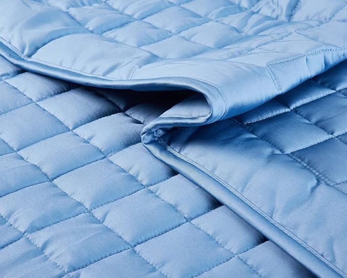 ZZZhen Weighted Blanket - High Breathability Calm Sleeping for Adult and Kids (Satin Blue, 60''80'' - 15LB)
