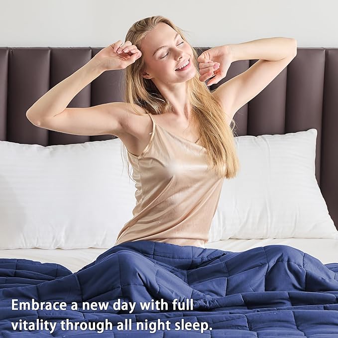 King Size Weighted Blanket for Adults (25 lbs, 80” x 87”, Navy & Blue) Cooling Heavy Blanket for Sleeping Perfect for 190-210 lbs, Breathable Blanket for Adults & Couple All Season, Machine Washable