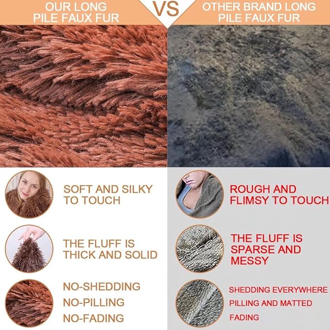 YUSOKI Brown Queen Faux Fur Blanket,2 Layers,90"x90" Without Pillows Big Soft Plush Fuzzy Large Warm Fluffy Throw Blanket for Bed