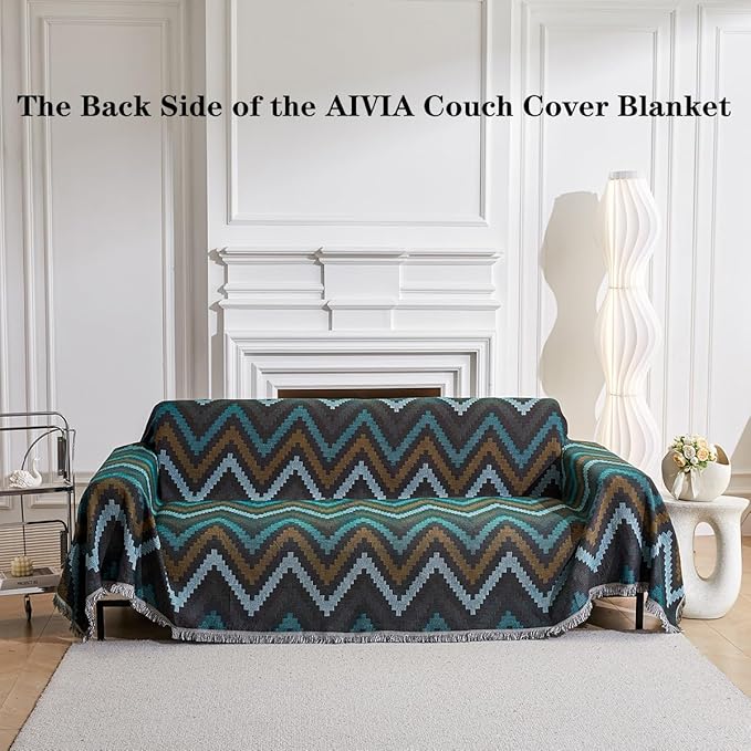 AIVIA Couch Cover Sheet Blanket, Oversized Covers for 3-4 Cushion Sofa, Extra Large RV Furniture Decoration Throws Recliner Slipcovers, L-Shape U-Shaped Sectional Protector for Cats Dogs Washable