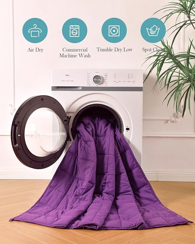 Topblan Weighted Blanket for Adults 20lbs, Breathable Cooling Weighted Blanket, High Breathability Heavy Blanket, Soft Material with Glass Beads for All Season, Sofa Bed, 60"x80" Queen Size, Purple