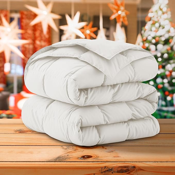 Soft Lightweight Down Blanket for Bed Sofa Couch Indoor and Outdoor Use, Warm and Fluffy Throw Blanket, White, Queen Size (90"X88")