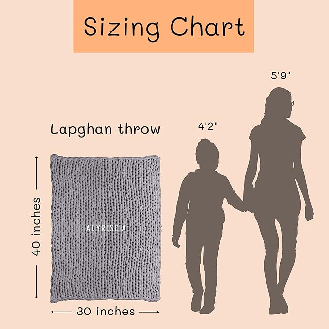 Adyrescia Chunky Knit Blanket Throw | 100% Hand Knit with Jumbo Chenille Yarn (30"x40", Lilac Gray)