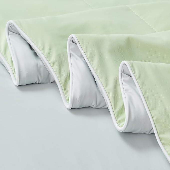 EMME Cooling Comforter Queen Size, Double-Sided Cooling Blanket for Hot Sleepers, Q-Max>0.45 Breathable Summer Quilt for Night Sweater, Cold Touch Lightweight Duvet Insert (Green,90 x 90)