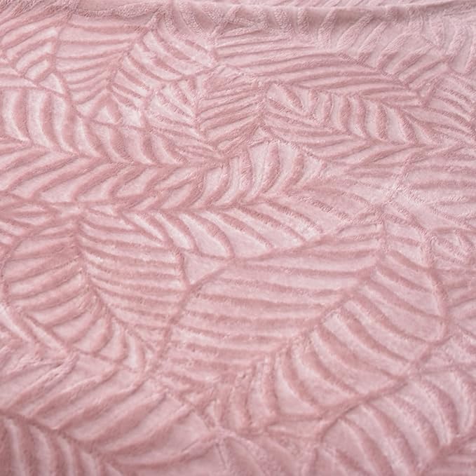 SOCHOW Super Soft Flannel Fleece Bed Blanket, Lightweight Cozy Warm Leaves Textured Plush Blanket as Bedspread Coverlet Bed Cover for All Seasons, 90 x 90 Inches, Dusty Rose