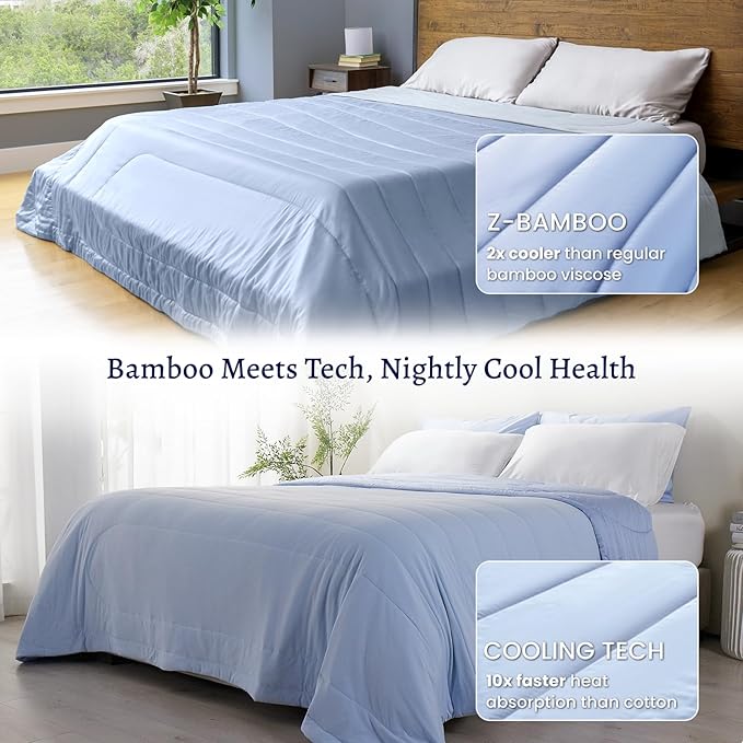 ZonLi Z-Magic 100% Cooling Bamboo Comforter from Viscose, Lightweight All-Season Breathable Bedding Blanket for Hot Sleepers