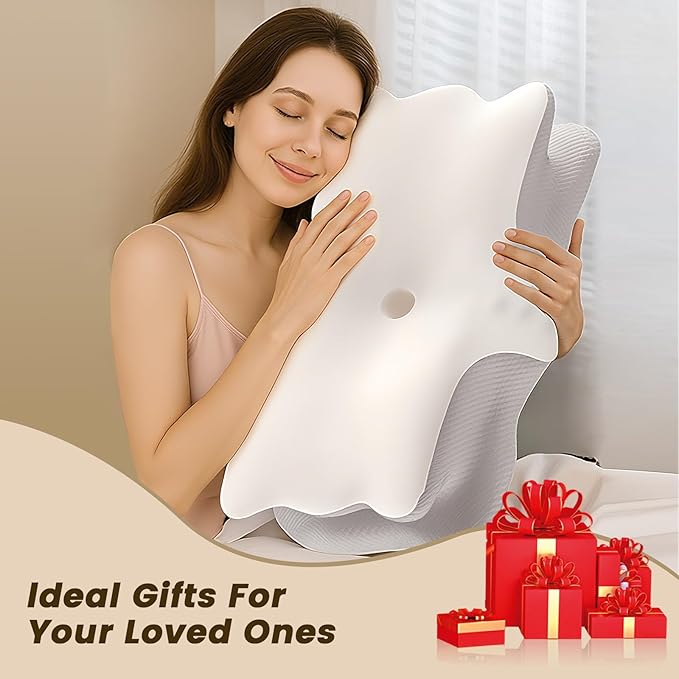 Cervical Pillow for Neck Pain Relief, Memory Foam Pillows for Sleeping, Ergonomic Orthopedic Pillow with Cooling Pillowcase, Contour Neck Support Pillow for Side, Back and Stomach Sleepers