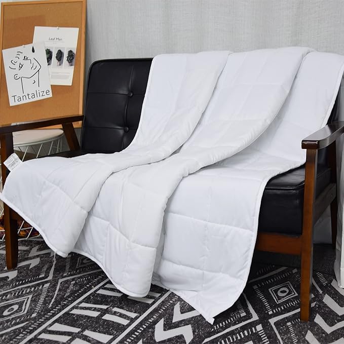 Weighted Blanket 12lbs Twin Size White 48"x72" Weighted Blankets for Adults Heavy Blanket are Comfortable and Cozy