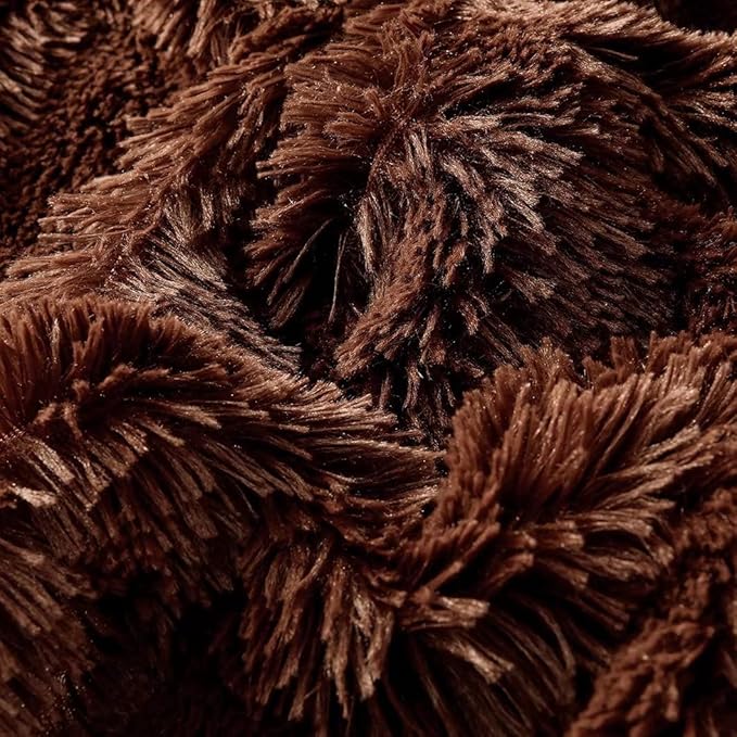 YUSOKI Brown Queen Faux Fur Blanket,2 Layers,90"x90" Without Pillows Big Soft Plush Fuzzy Large Warm Fluffy Throw Blanket for Bed