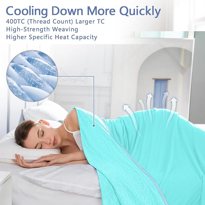 Topcee Cooling Blanket (90"x90"Queen Size) for Night Sweats Absorbs Heat to Keep Adults Cool on Warm Nights, Q-Max 0.5 Cooling Blankets for Hot Sleepers, Ultra-Cool Lightweight Blanket for Bed