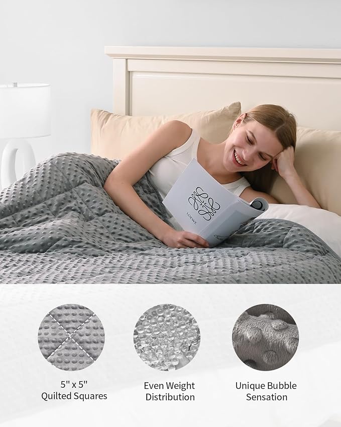 Mr. Sandman Weighted Blanket for Adults, Minky Dots Heavy Blanket for Woman,Man Sleeping and Calm, Soft and Cozy Cooling Weighted Throw Blankets, Machine Washable, 48 x 72in, 15 lbs, Grey