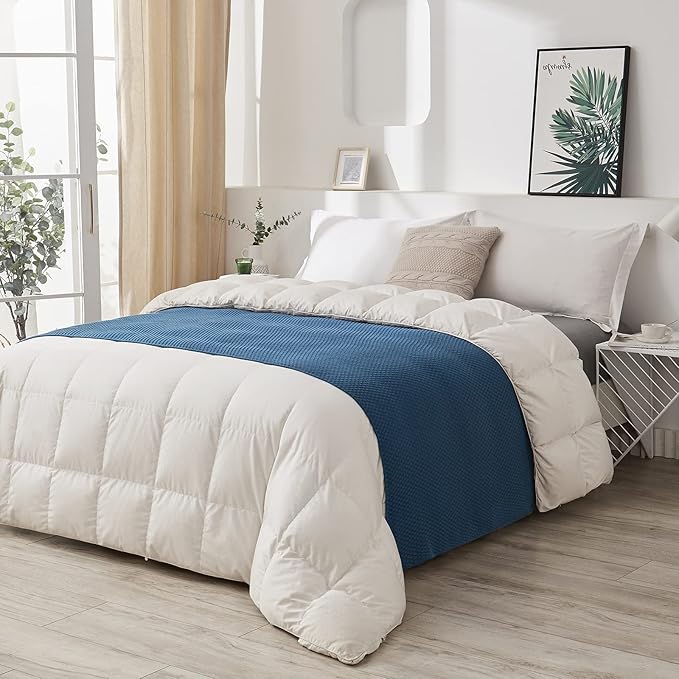 Longhui bedding Blue Knitted Throw Blanket for Couch, Soft, Cozy Machine Washable 100% Cotton Sofa Knit Blankets, Heavy 4.0lb Weight, 60 x 80 Inches, Laundry Bag Included
