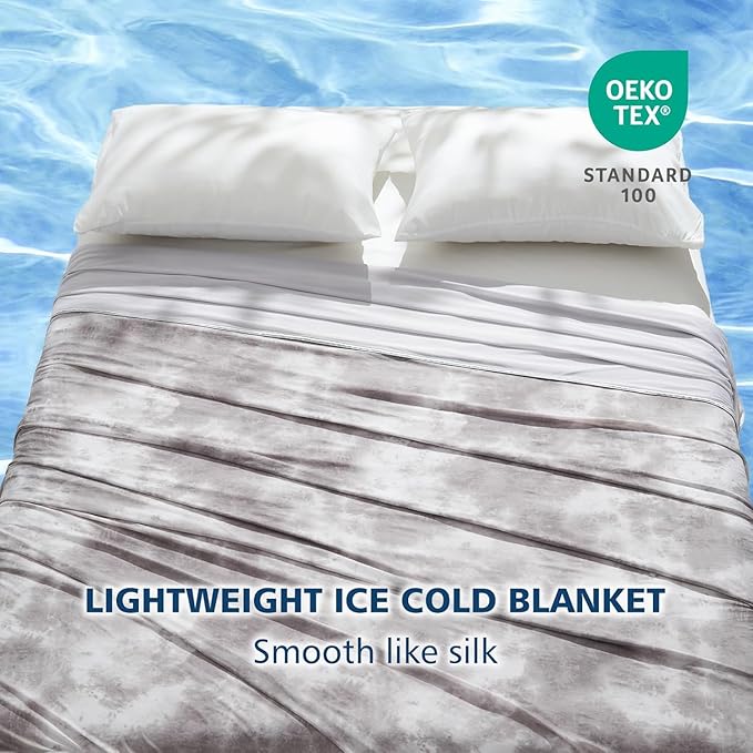 EMME Cooling Blanket Twin Size (60"x80"), Q-Max 0.5 Cooling Blankets for Hot Sleepers, Ice Summer Blanket for Nights Sweats, Grey Lightweight Sheet for Bed