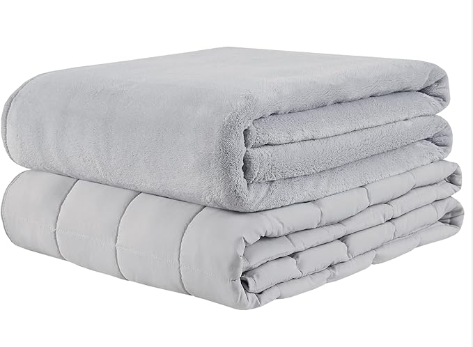 Degrees of Comfort Weighted Blanket 30 lbs for Adult, King Size Weighted Blankets with Removable Washable Plush Cover, Micro Glass Beads Technology, Warm Heavy Throw for Queen King Bed 80x87 Grey