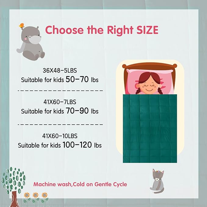yescool Weighted Blanket (3 lbs, 36" x 48", Dark Green) Cooling Heavy Blanket for Sleeping Perfect for 20-40 lbs, Breathable Blanket with Premium Glass Bead, Machine Washable