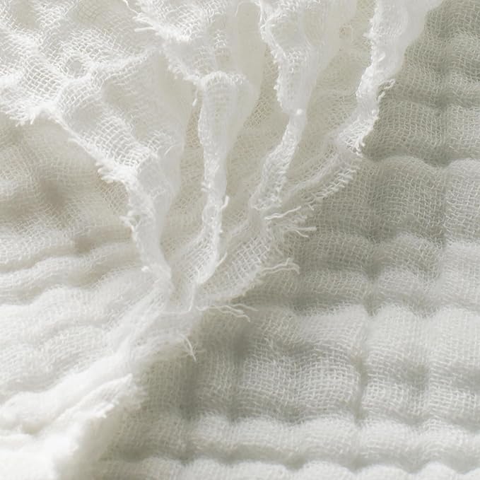 Carriediosa 100% Cotton Muslin Throw Blanket 66" X 90" Twin XL Size,4-Layers Summer Gauze Throws for Bed Couch,Soft Lightweight Breathable Linen Blankets Bedspread for Adults All Season,White
