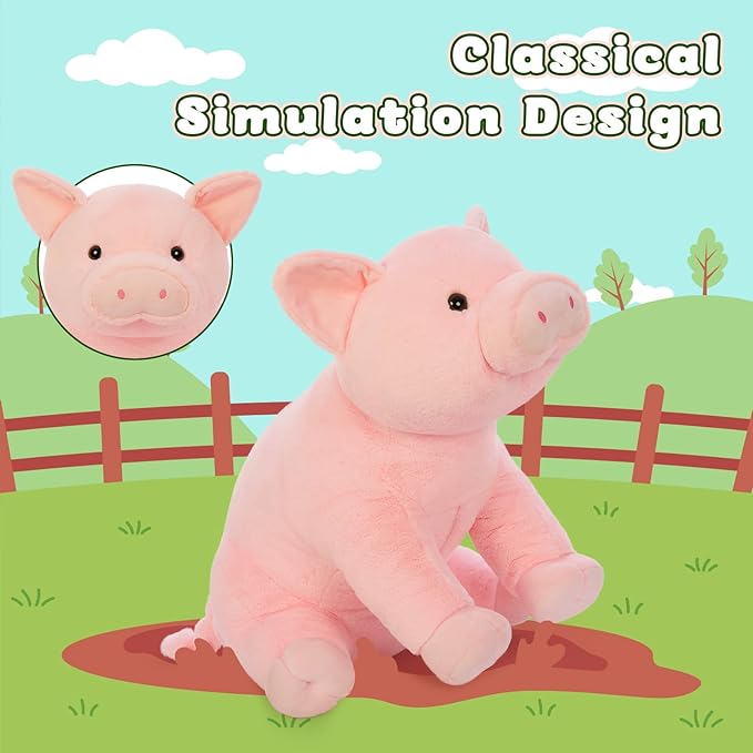 Giant Pink Pig Plush 30inches - Large Farm Stuffed Animal, Ultra Soft Big Pig Toy, Cute Hugging Pillow for Kids & Adults, Valentine Gift, Nursery Decor