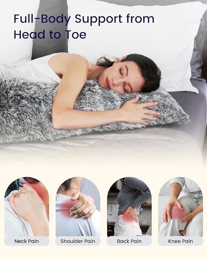 ZonLi Fluffy Body Pillow, Full Body Pillows for Adults, Long Pillow for Sleeping with Removable Cover and Adjustable Filling for Side Sleeper & Pregnancy,Large and Firm Pillow, Machine Washable(Grey)